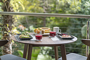 Table with food at mist