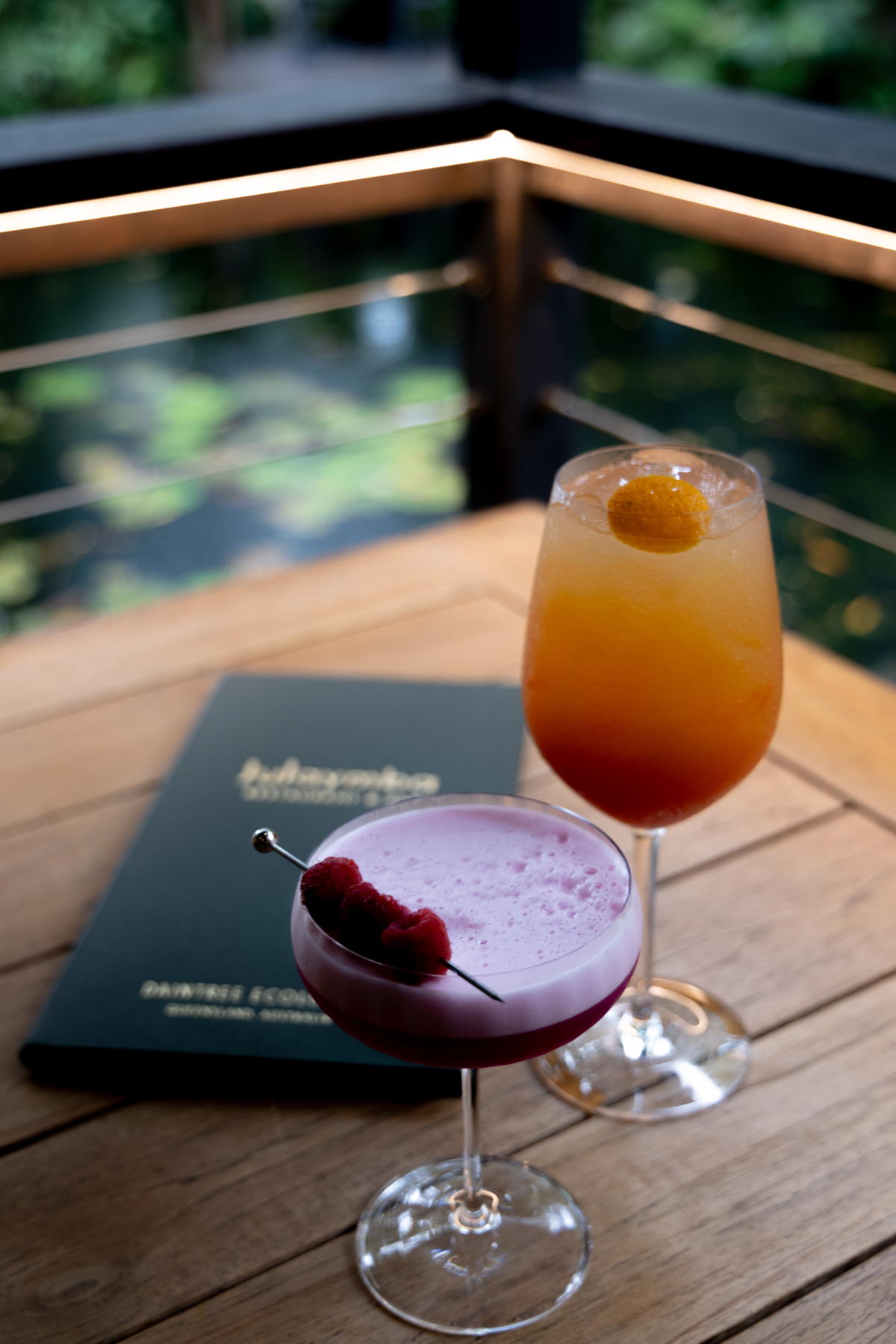 Cocktails at Julaymba Restaurant overlooking the lagoon